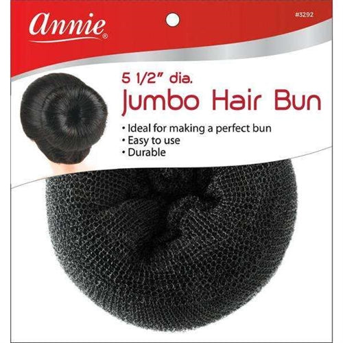 Annie Jumbo Hair Bun 5.5" Black Nylon Mesh Donut(DZ)